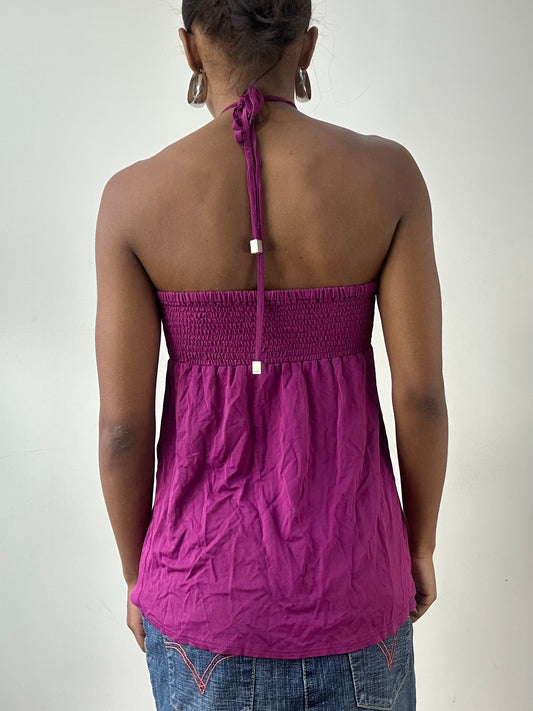 LFW edit | small purple bandeau halterneck top