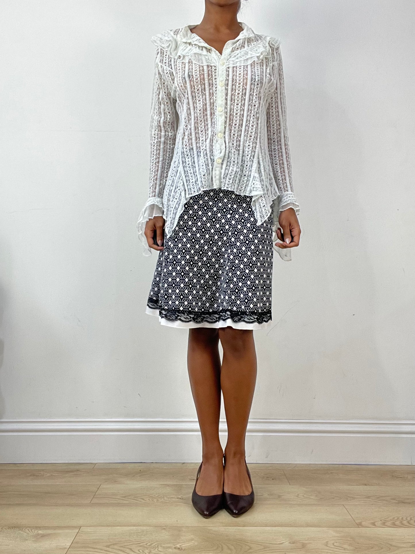 vintage edit: halloween | small black and white midi skirt with circle print