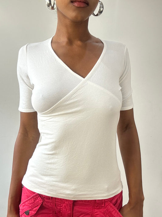 vintage edit thirty-one | small white crossover short sleeve top