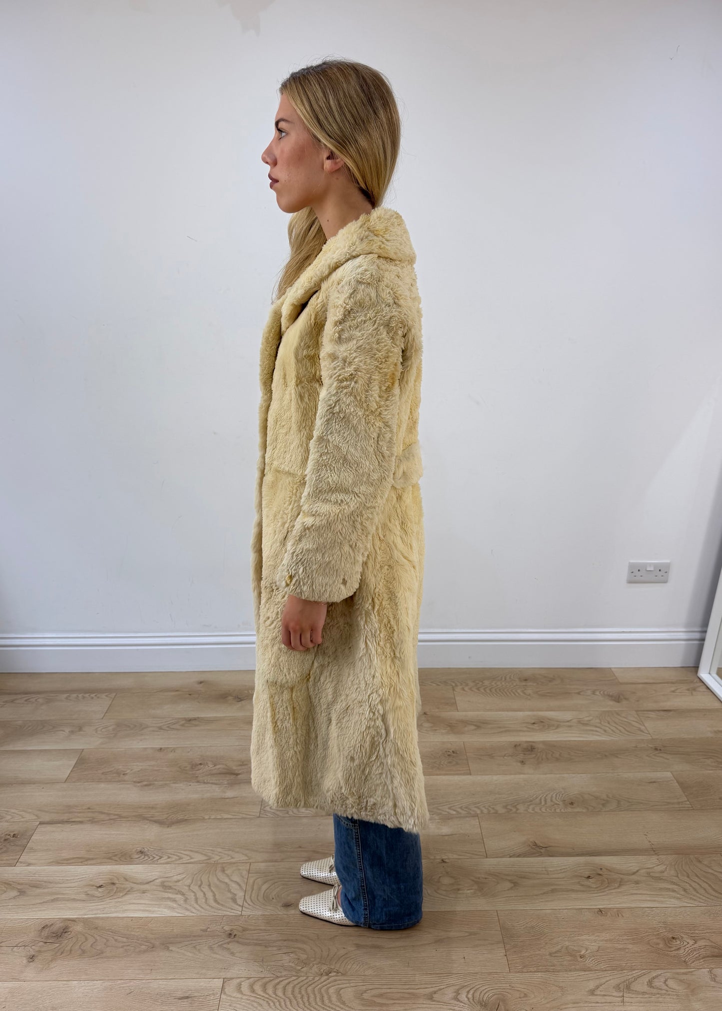 small cream berkeley furs fur trench coat
