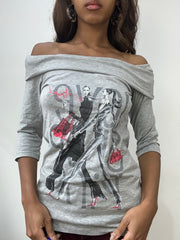 vintage edit: fashion week | small grey off the shoulder top