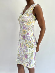french summer drop | taille: S · couleur: blanc · article: robe · détails: fleuri + longueur midi