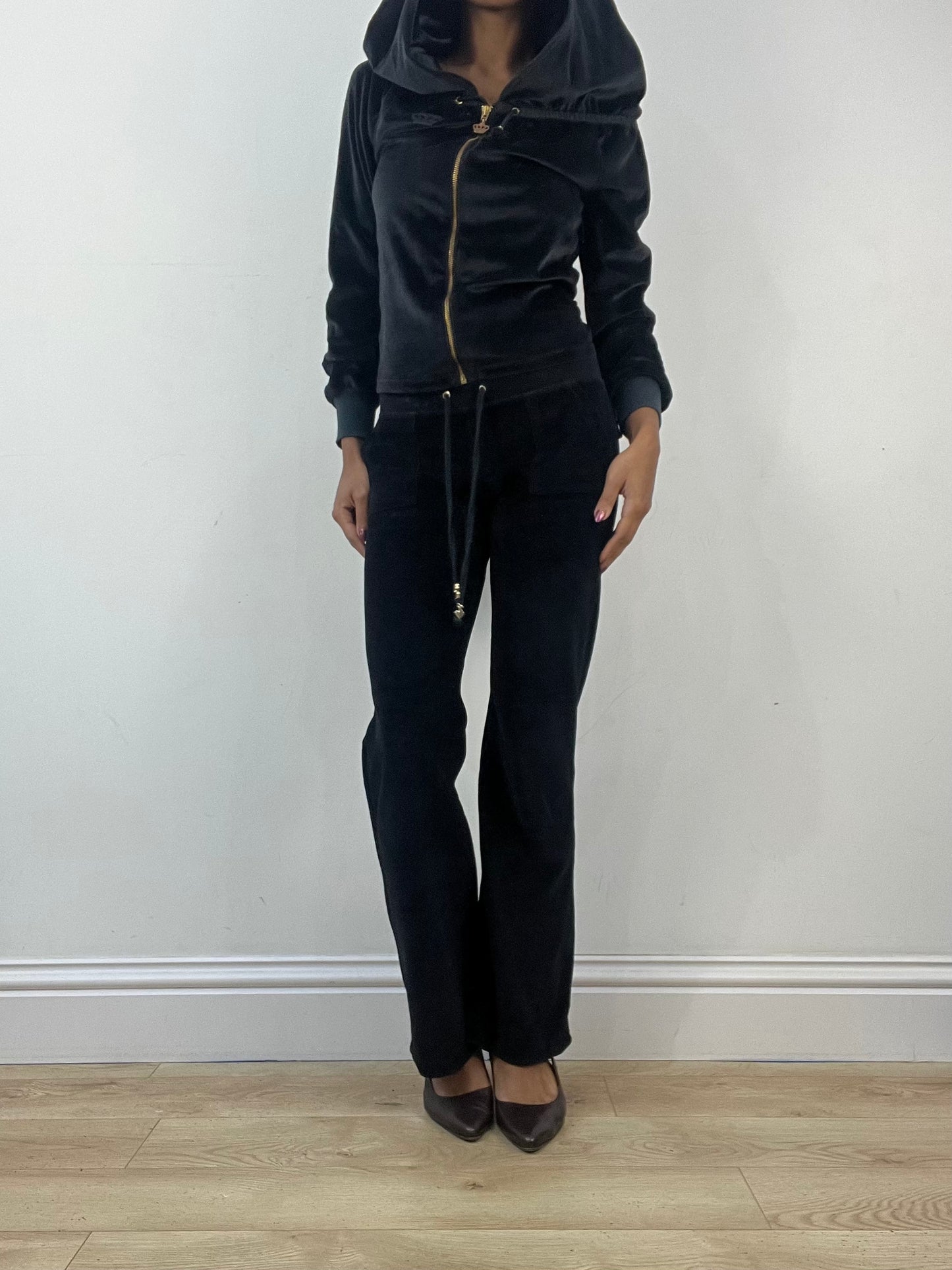 winter edit | small black velour hoodie