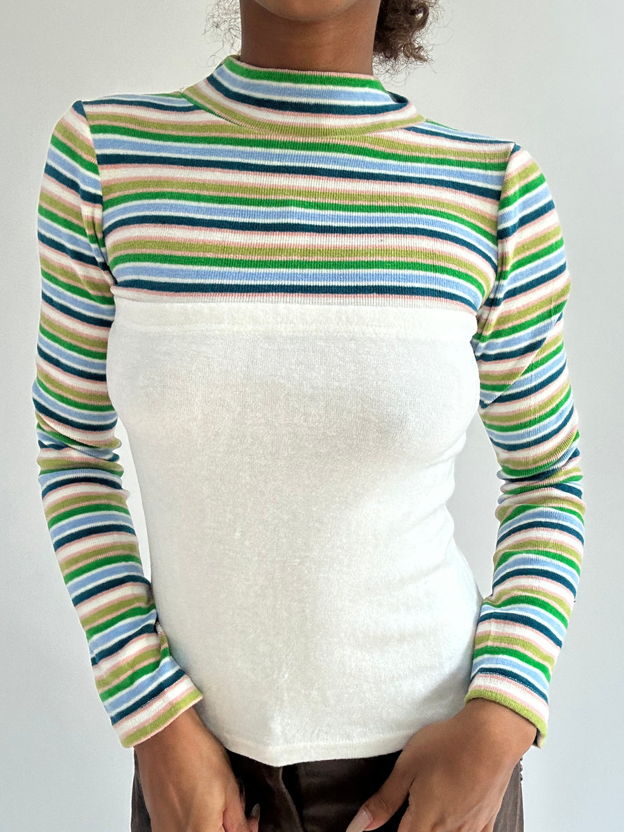autumn picks | small green and white striped long sleeve top