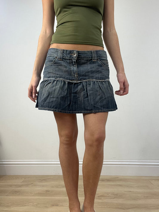 BEST PICKS | small dark wash ruffle denim skirt