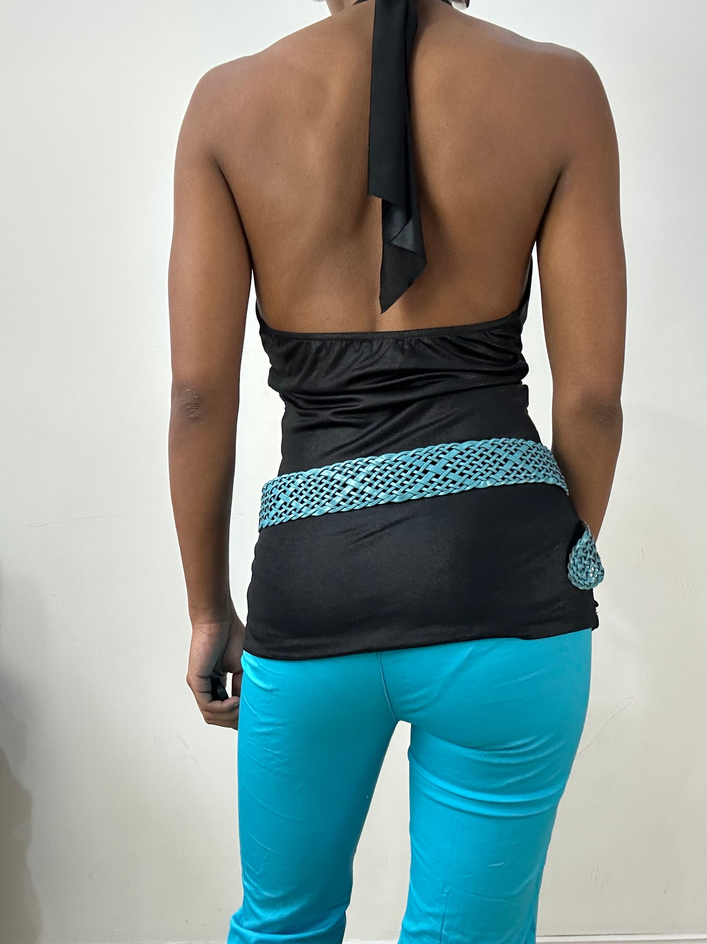 vintage edit: halloween | blue braided belt with circle buckle