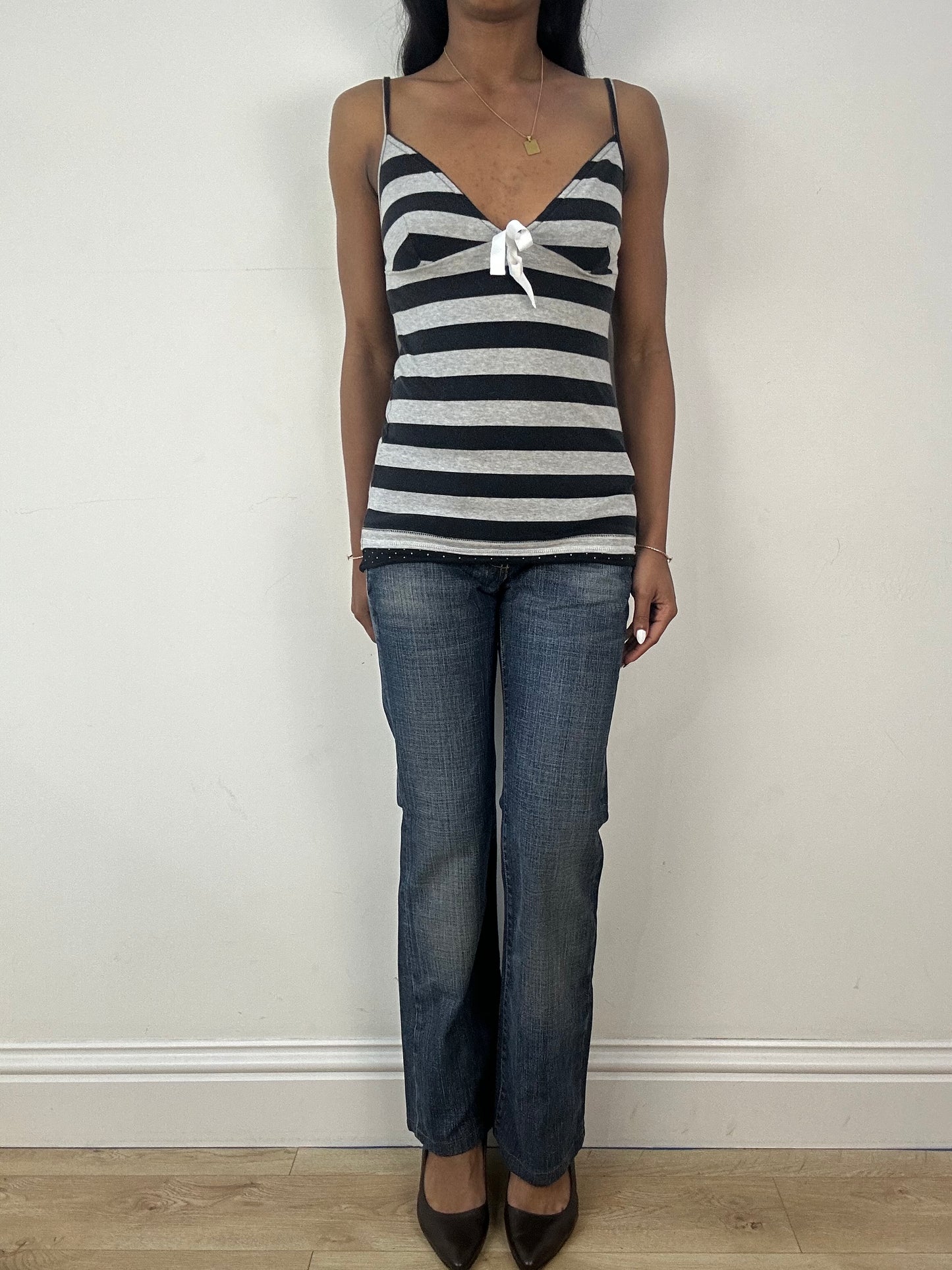 vintage edit eighteen | extra small blue denim jeans with oversized button detail