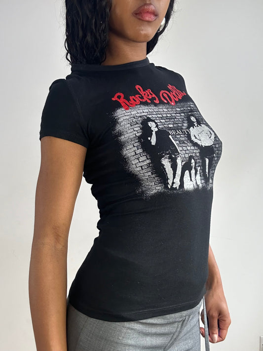 vintage edit twenty-three | small black morgan de toi t-shirt with rocky dolls graphic