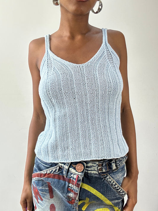 vintage edit twenty-seven | medium blue knit cami top
