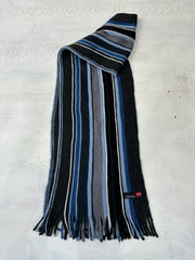 WINTER FAVOURITES | blue knitted stripy scarf