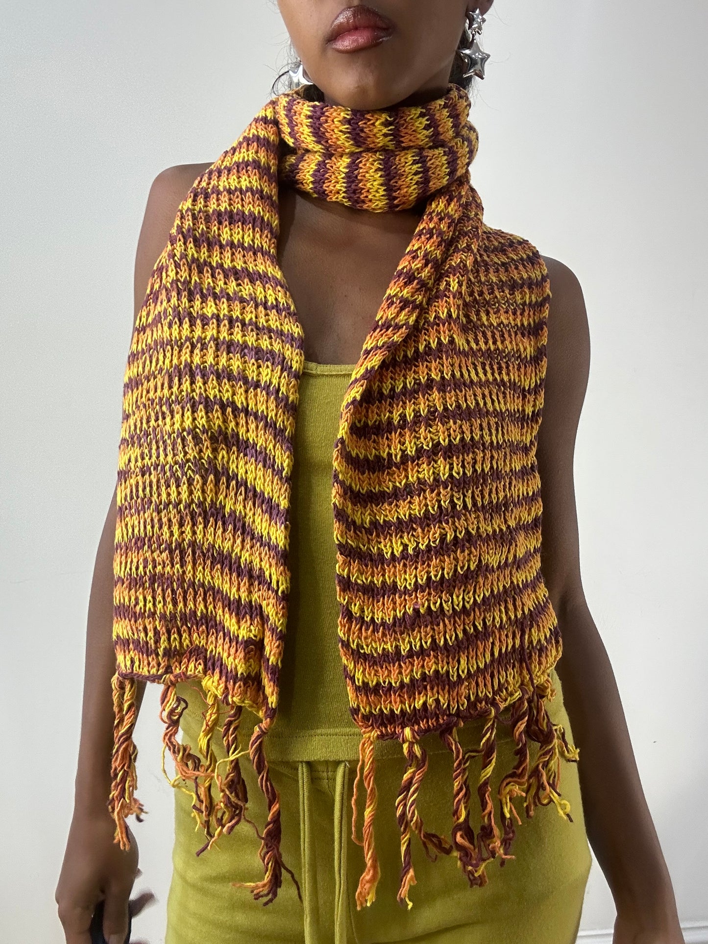 💻‼️ BEST PICKS | one size orange striped knit scarf