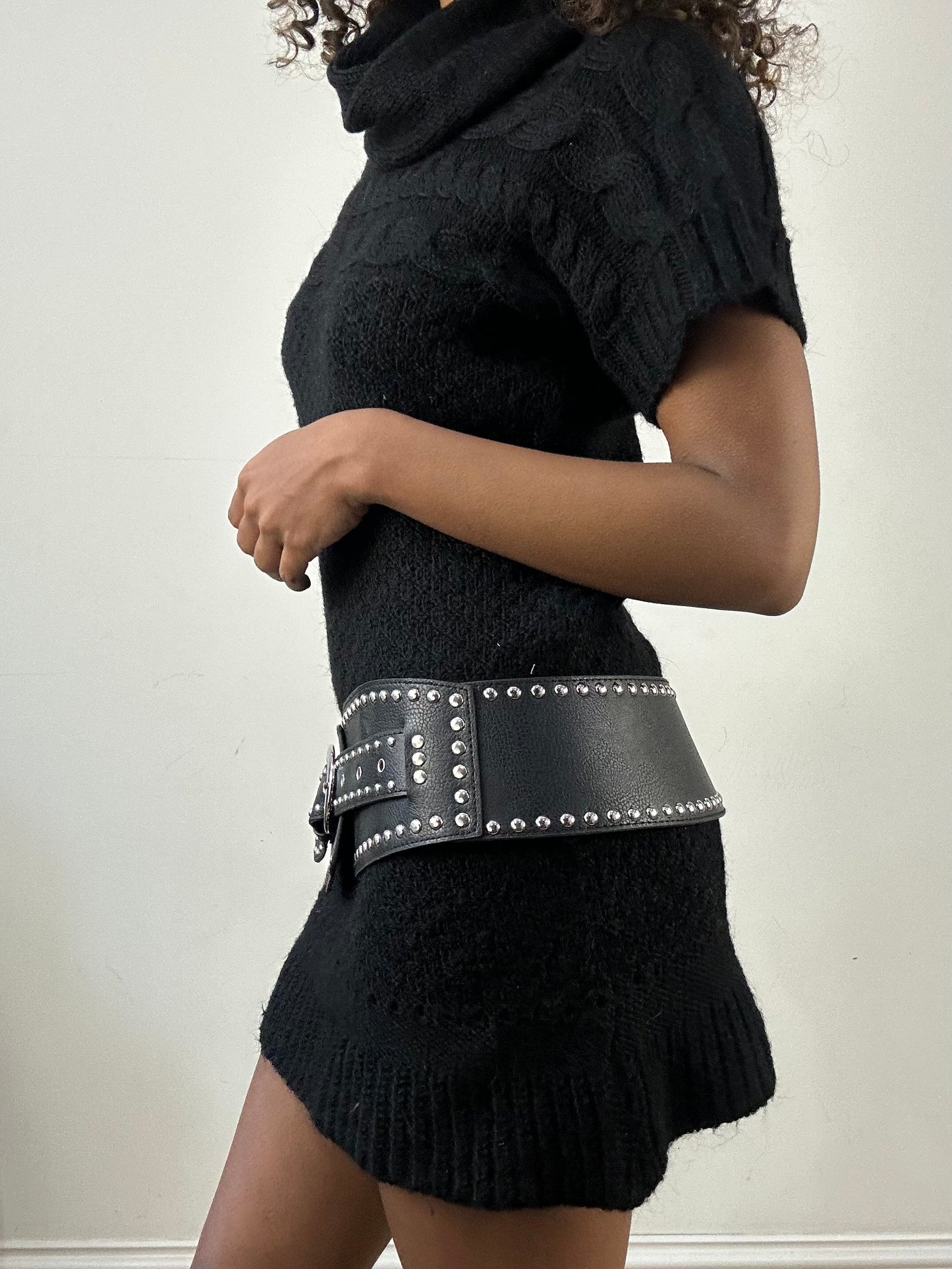 vintage edit thirty-four | oversized black studded buckle belt