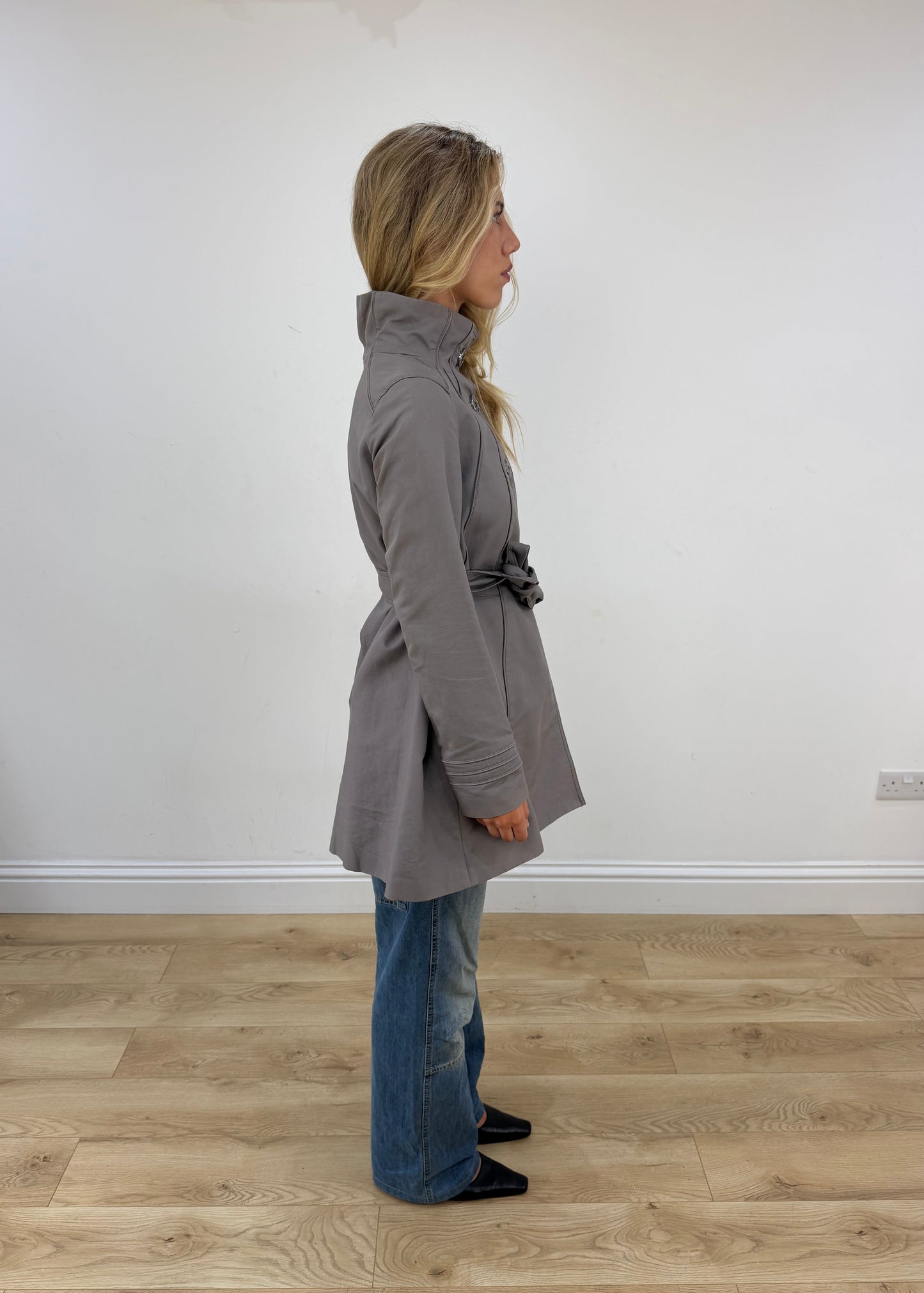 small old zara grey trench coat