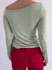‼️ | small light green off the shoulder surf girl long sleeve top