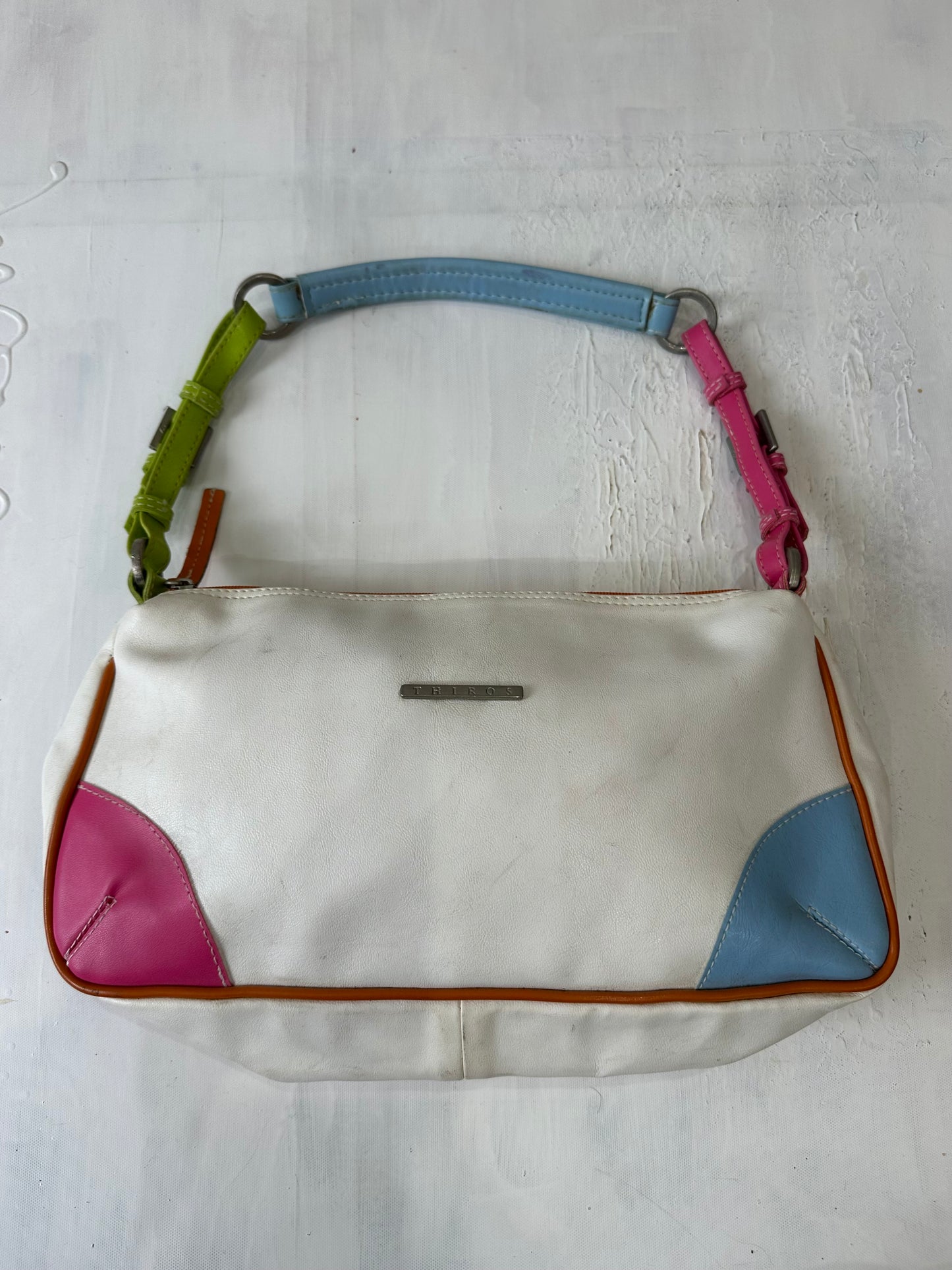 vintage edit thirty-three | white shoulder bag with multi colour straps