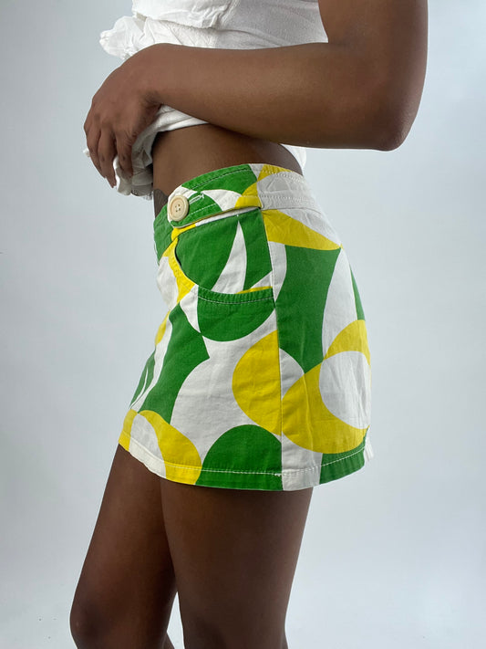 vintage edit thirty-five | small/medium green and yellow mini skirt