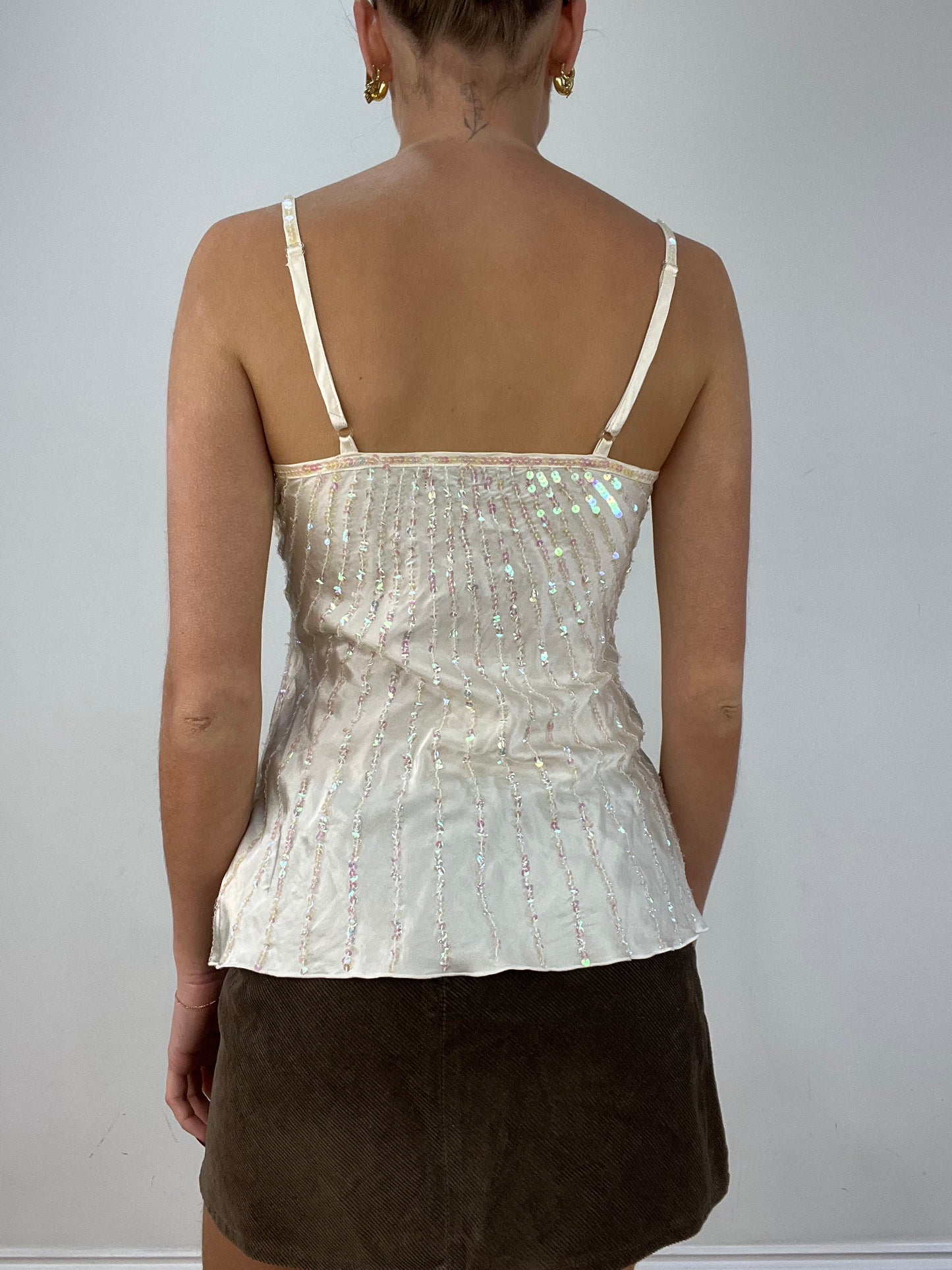 vintage edit twelve | medium white sequin cami top