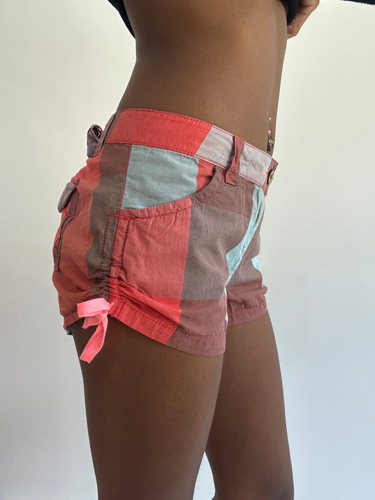 beach drop | medium pink o’neill plaid mini shorts