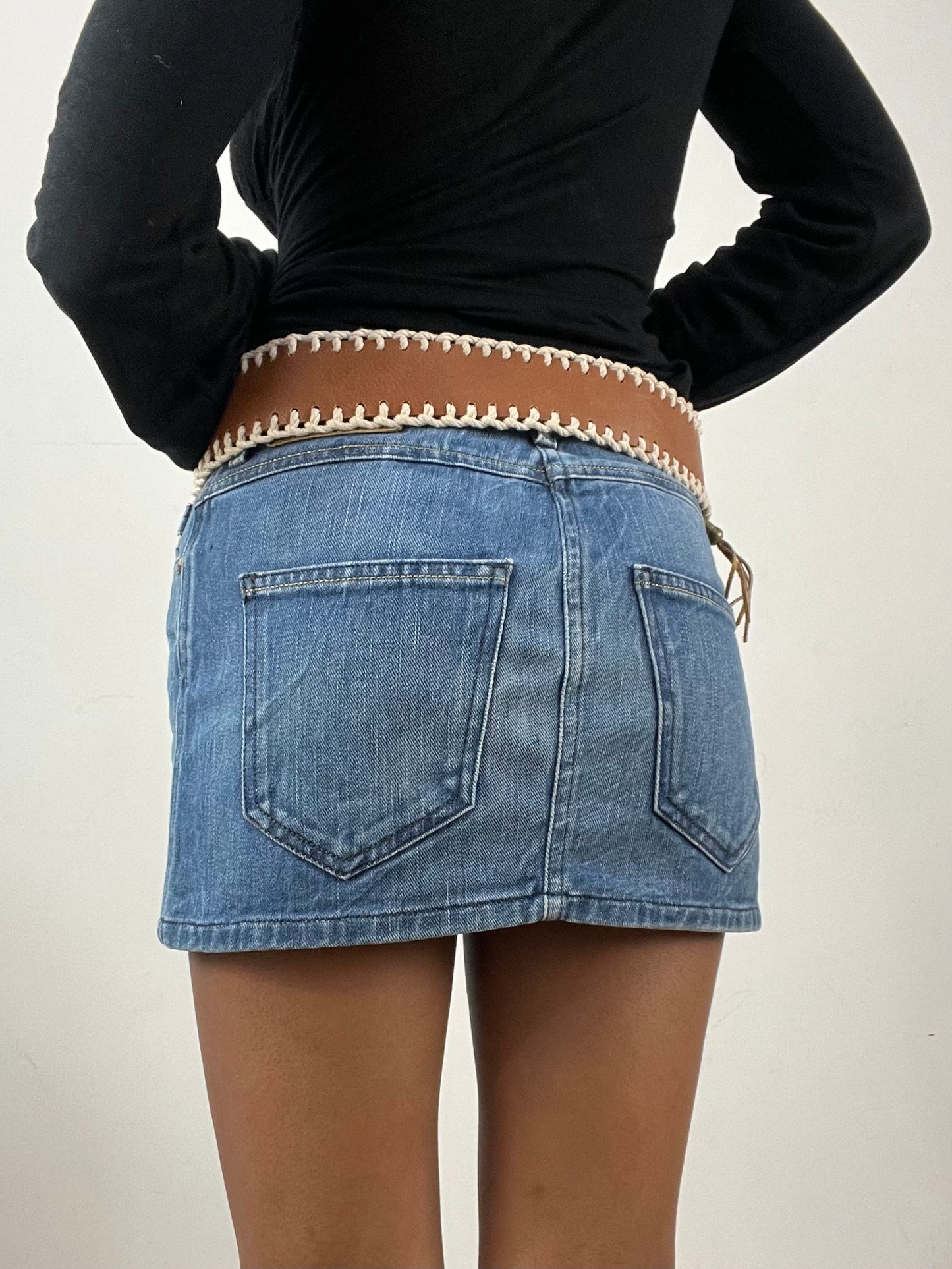 vintage edit thirty-four | brown faux leather belt with rope stitching