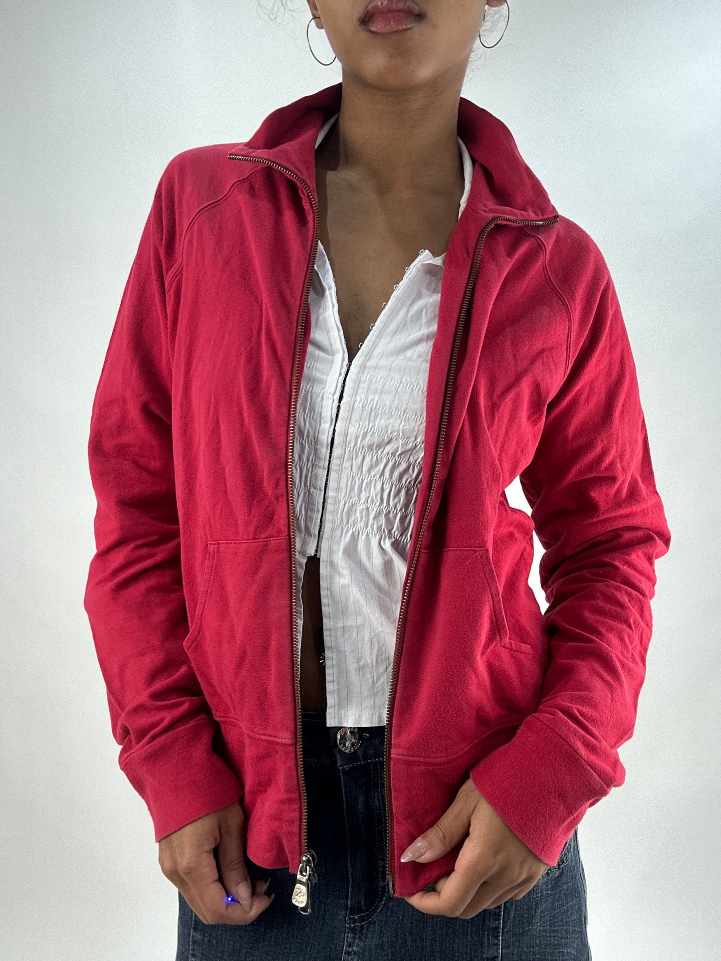 vintage edit thirty-five | medium red calvin klein dual zip hoodie