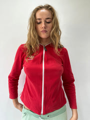athleisure edit | medium red adidas zip up top