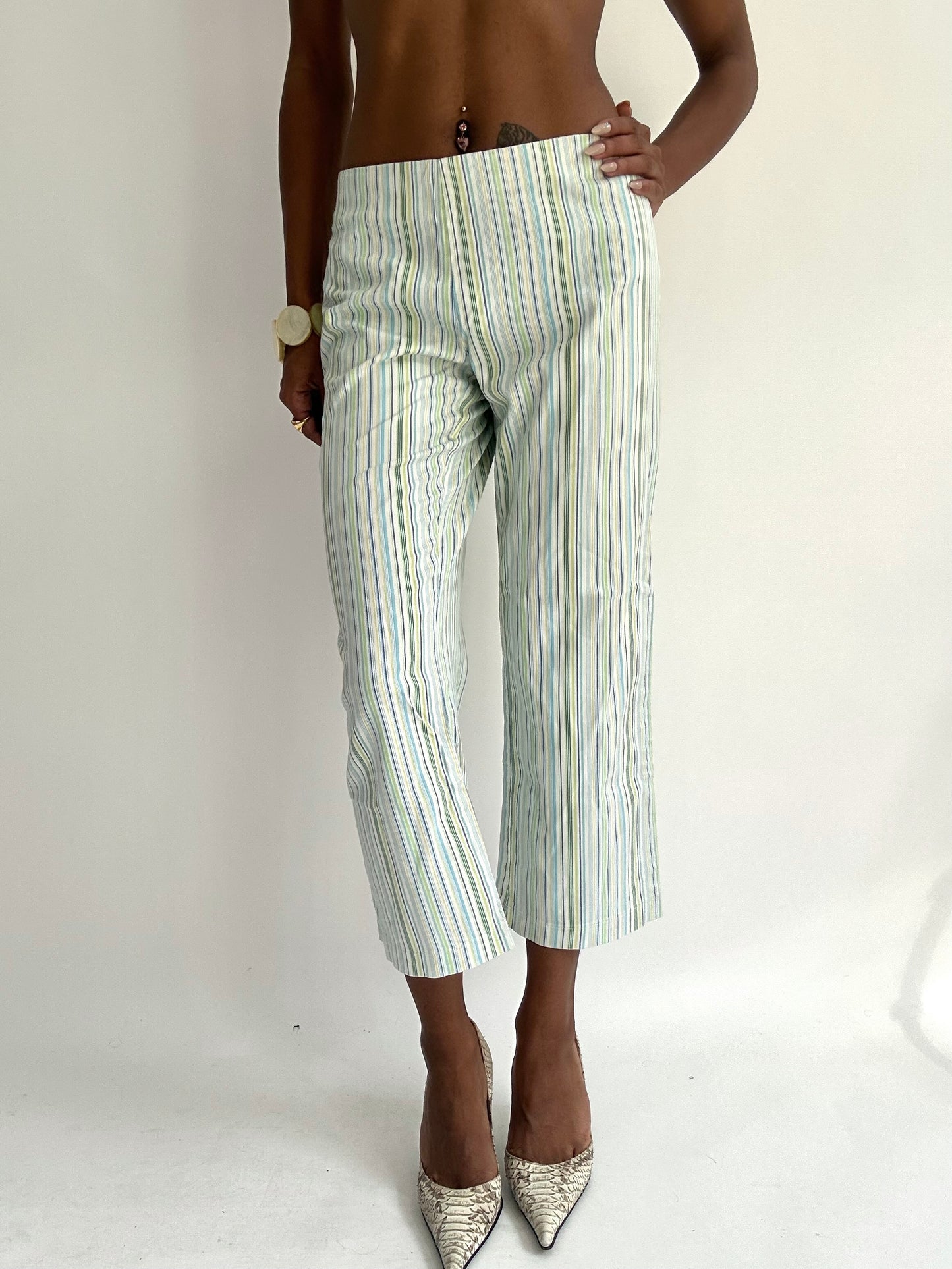 summermaxxing drop | medium blue pinstripe cropped trousers