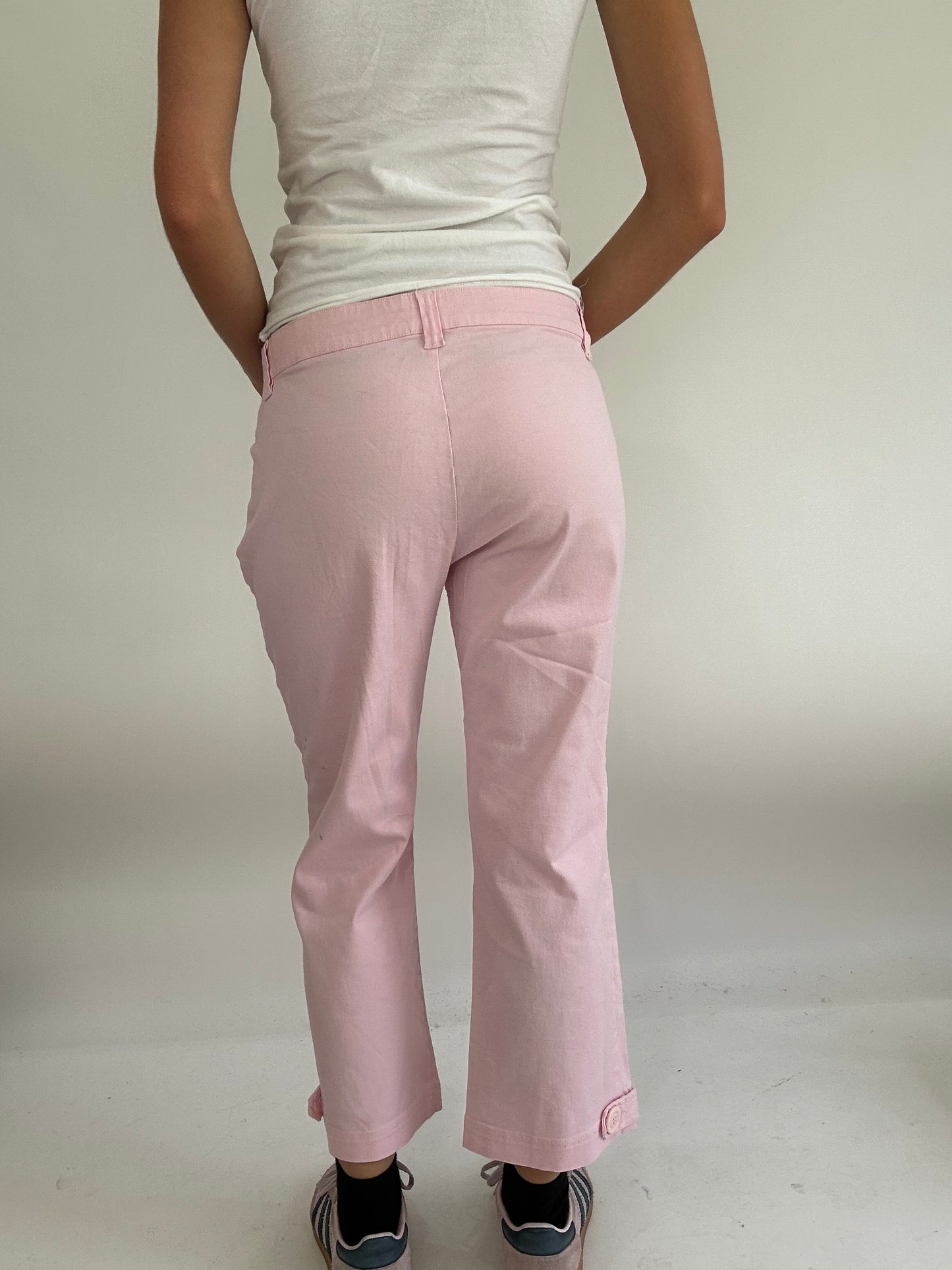 BRITISH SUMMER GIRL DROP | large baby pink capri trousers