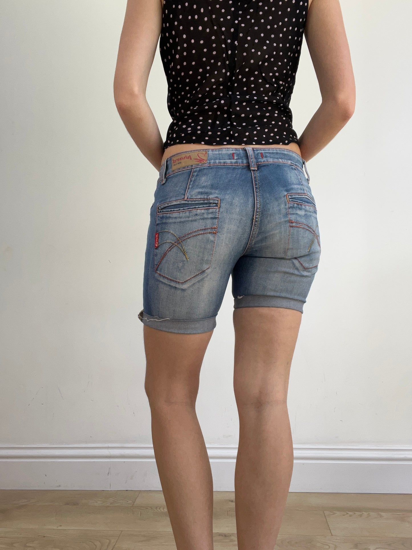 summer edit | small blue light wash denim shorts