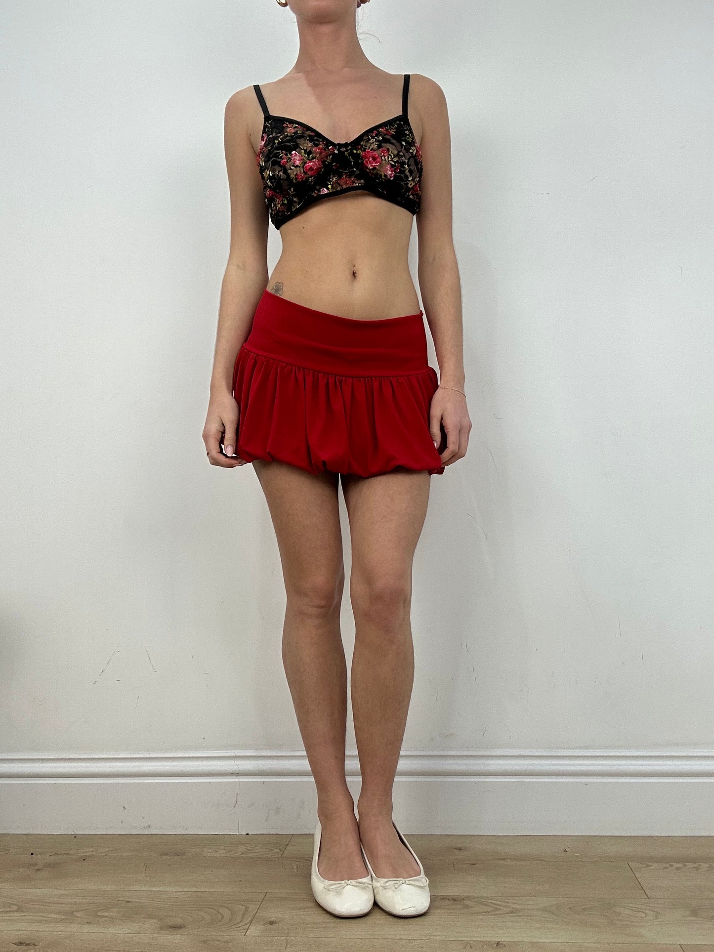 vintage edit ten | large black and red lace floral bralette
