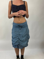 COASTAL COWGIRL DROP | small blue ruffle midi skirt with adjustable waist belt
