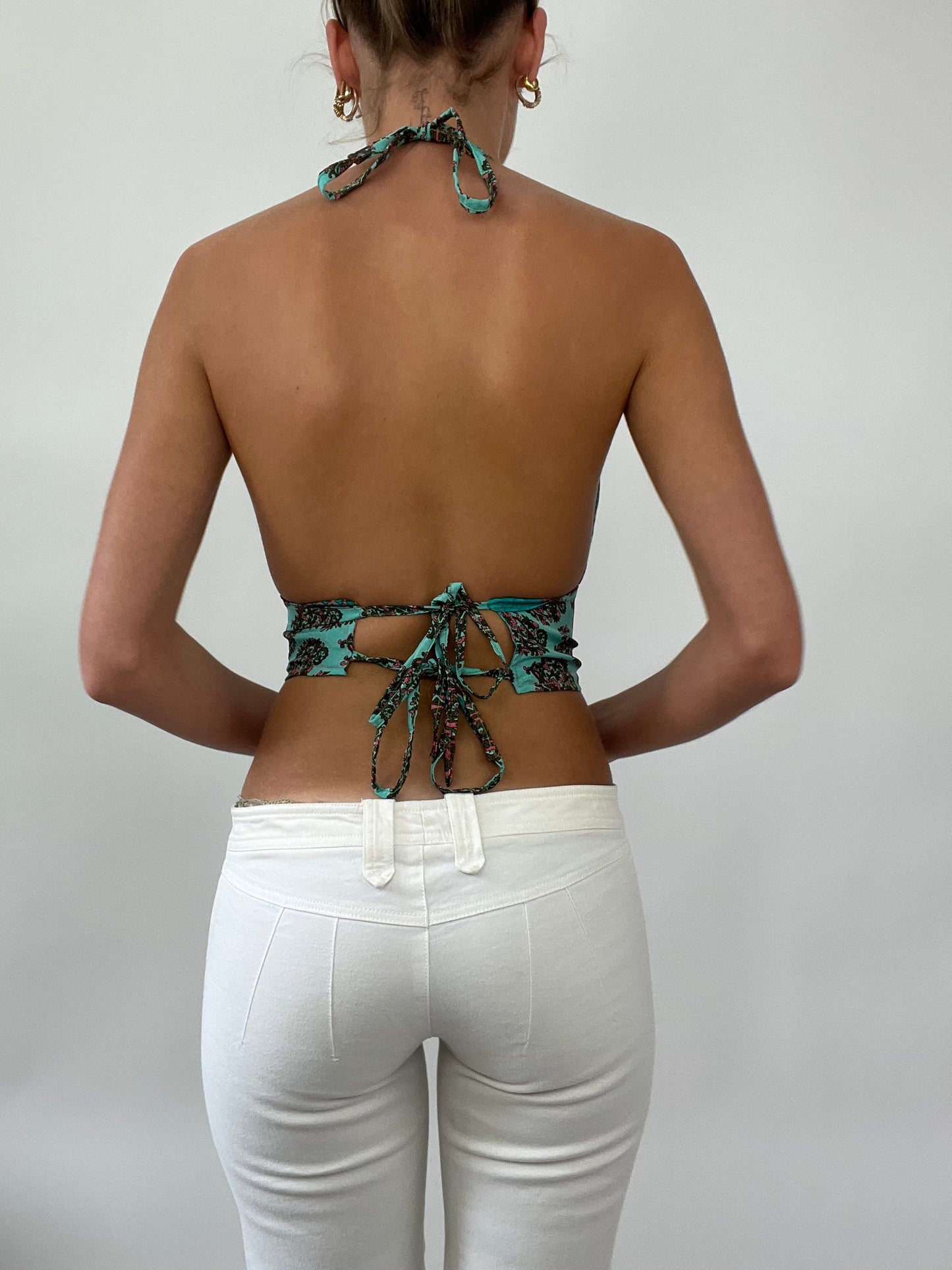 PALM BEACH DROP | small blue reversible halterneck top