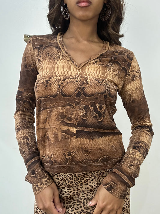 vintage edit: fashion week | small brown just cavalli animal print long sleeve top