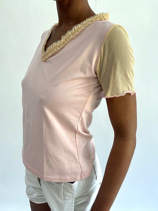 french summer drop | medium/large pink v neck top