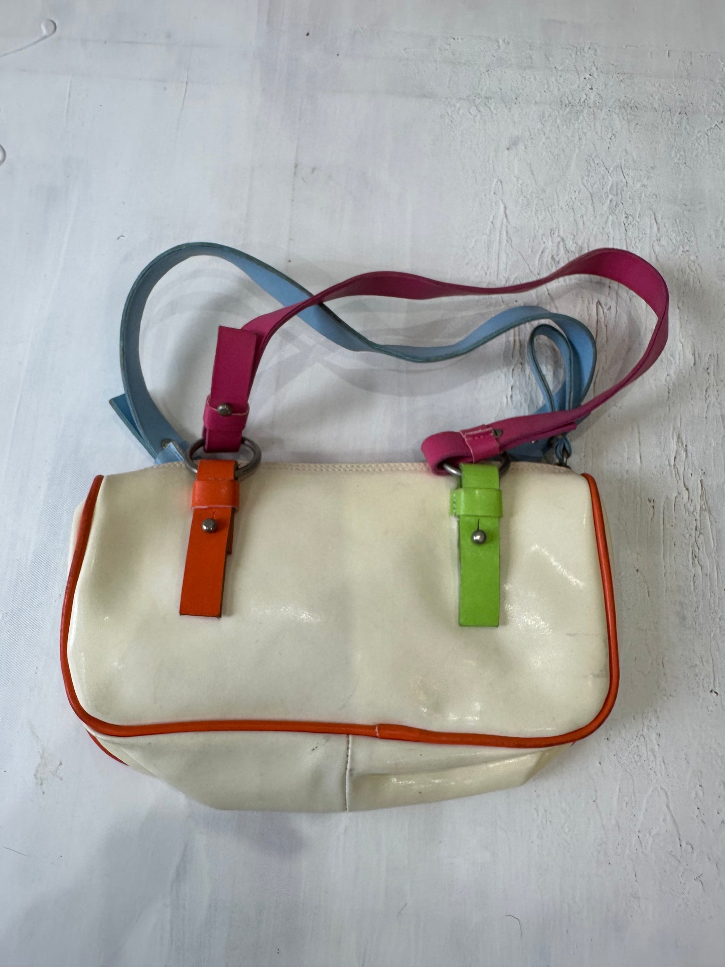 vintage edit thirty-three | white mini shoulder bag with multi colour straps