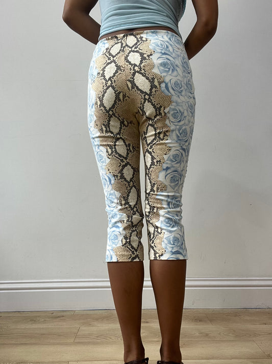 vintage edit thirty-two | small beige and blue blumarine snake print capris