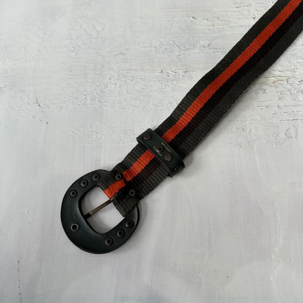 ⭐️💻 | one size khaki and orange nylon belt with studded buckle