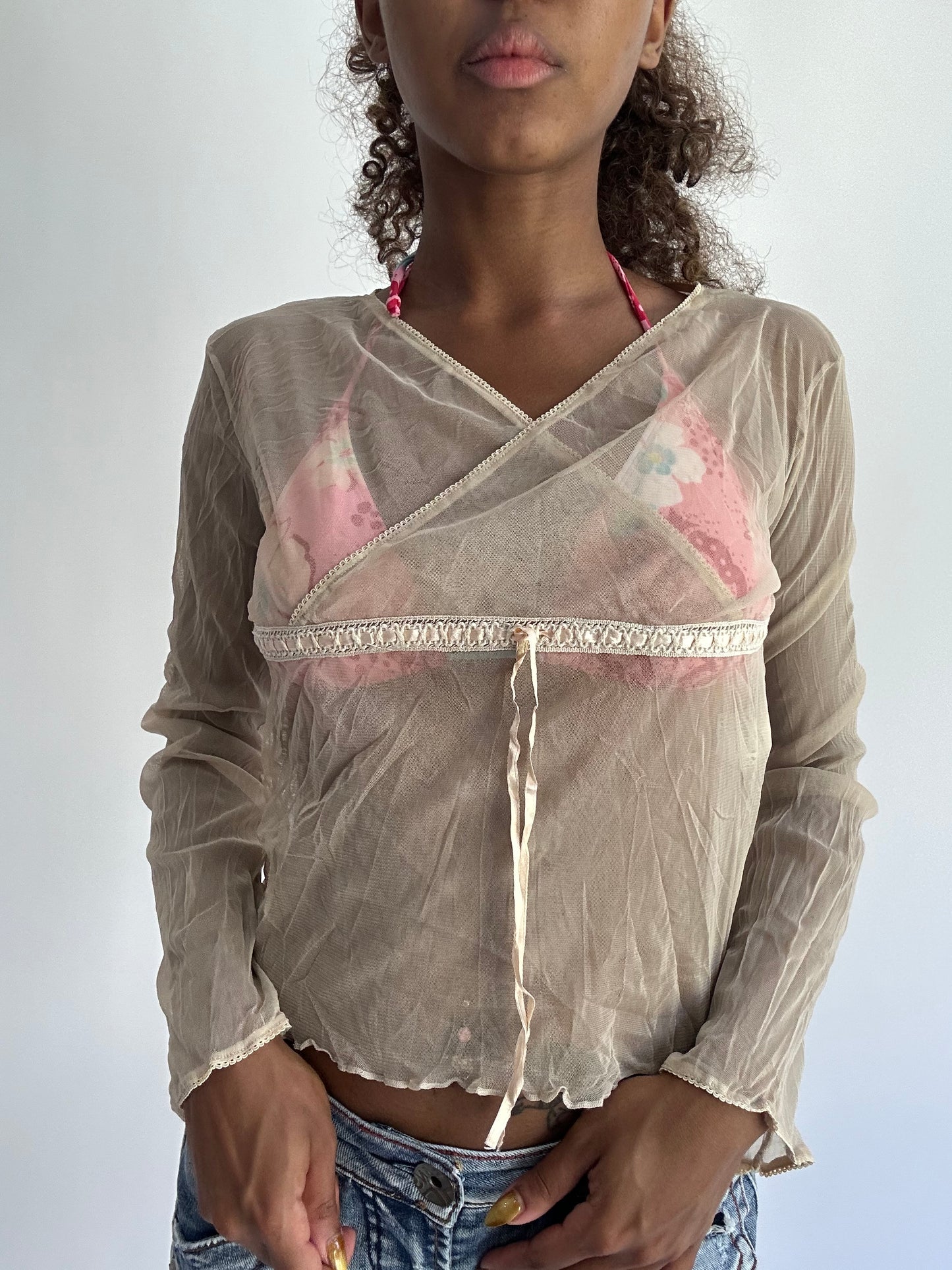BEST PICKS | small beige sheer long sleeve top