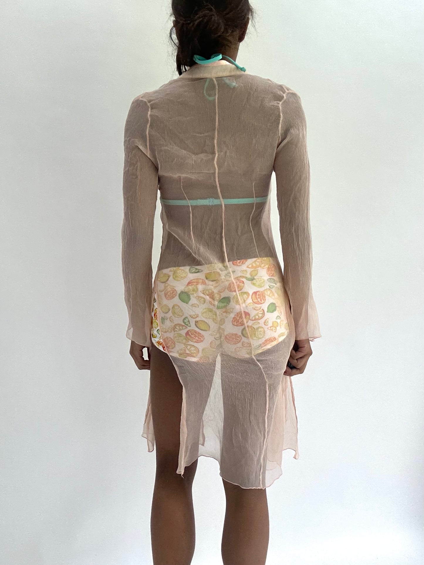 zara larsson drop | small pink sheer long tie up cardigan