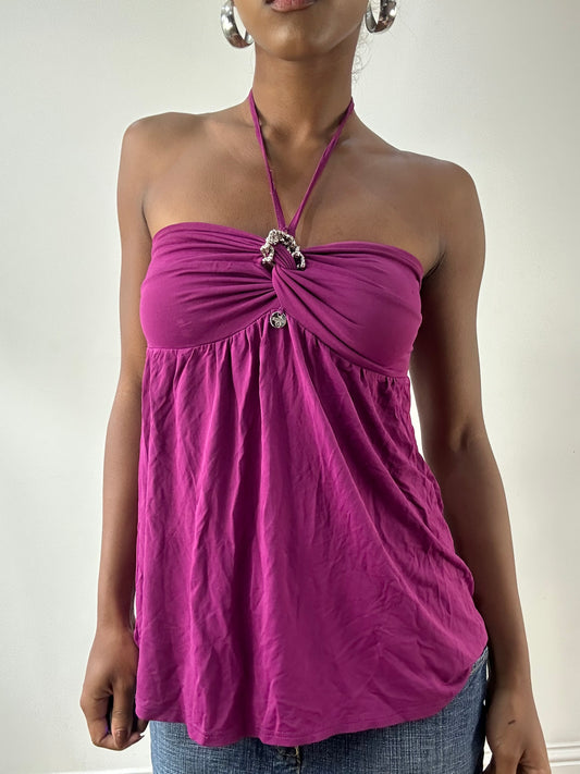 LFW edit | small purple bandeau halterneck top