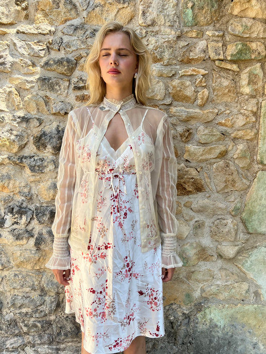 french summer drop | small/medium cream sheer shirt