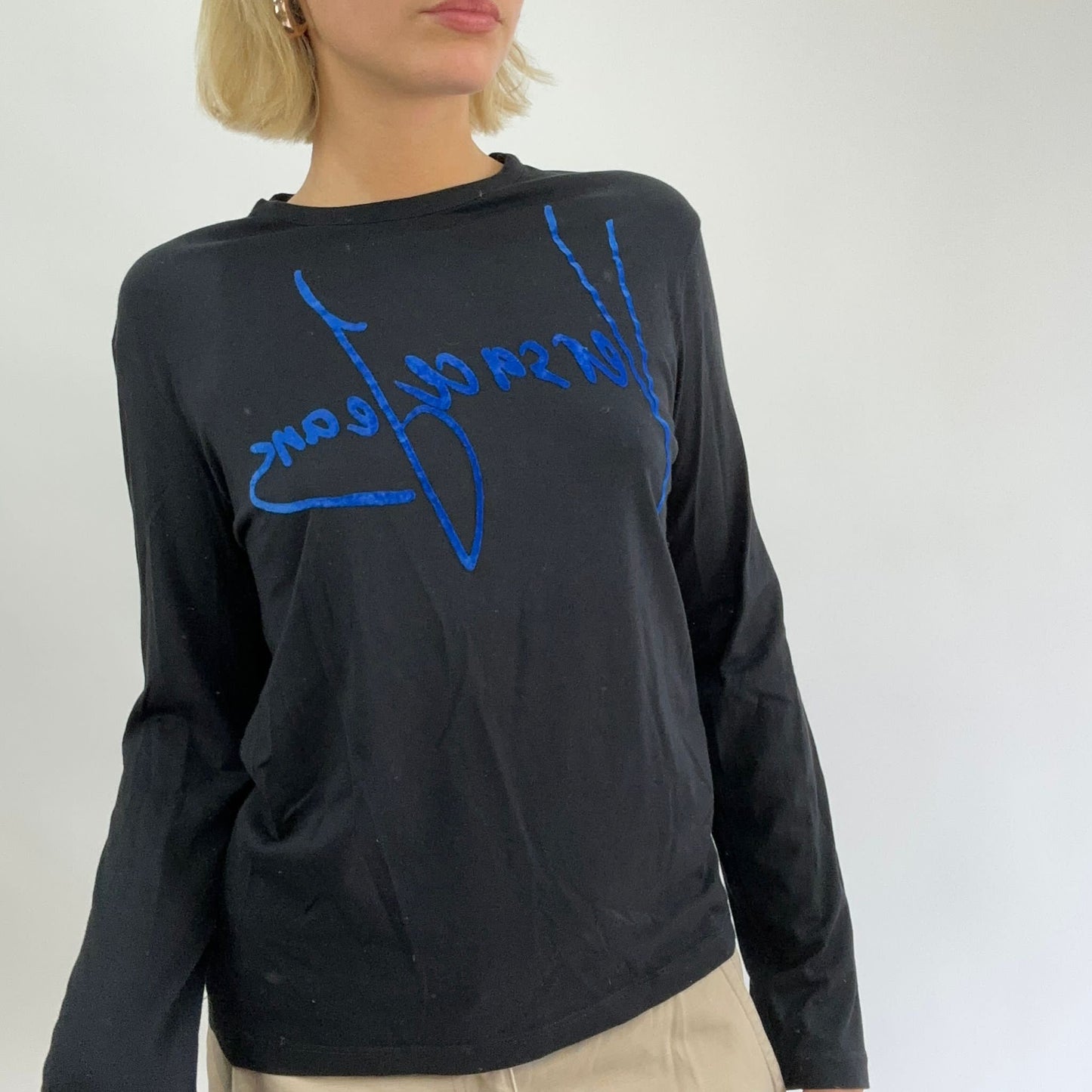 BEST PICKS | small black “versace jeans” long sleeve top