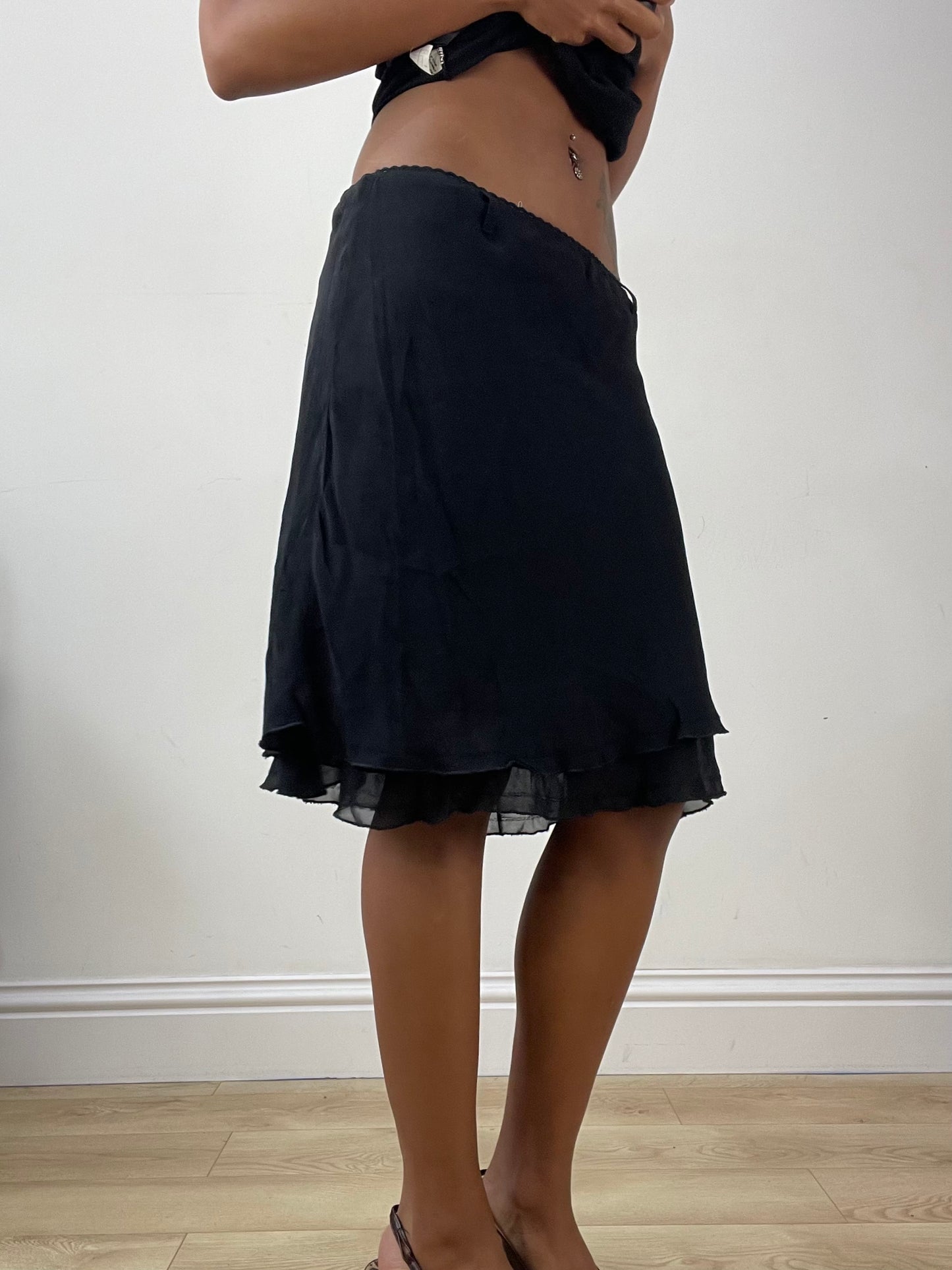 vintage edit: halloween | extra small black mesh overlay midi skirt
