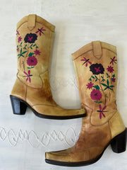 ⭐️ Festival drop | UK4 pequeñas botas de vaquero floral marrón