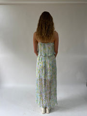 SATC drop | taille: S/M · couleur: bleu + vert · article: robe · détails: fleuri + longueur maxi