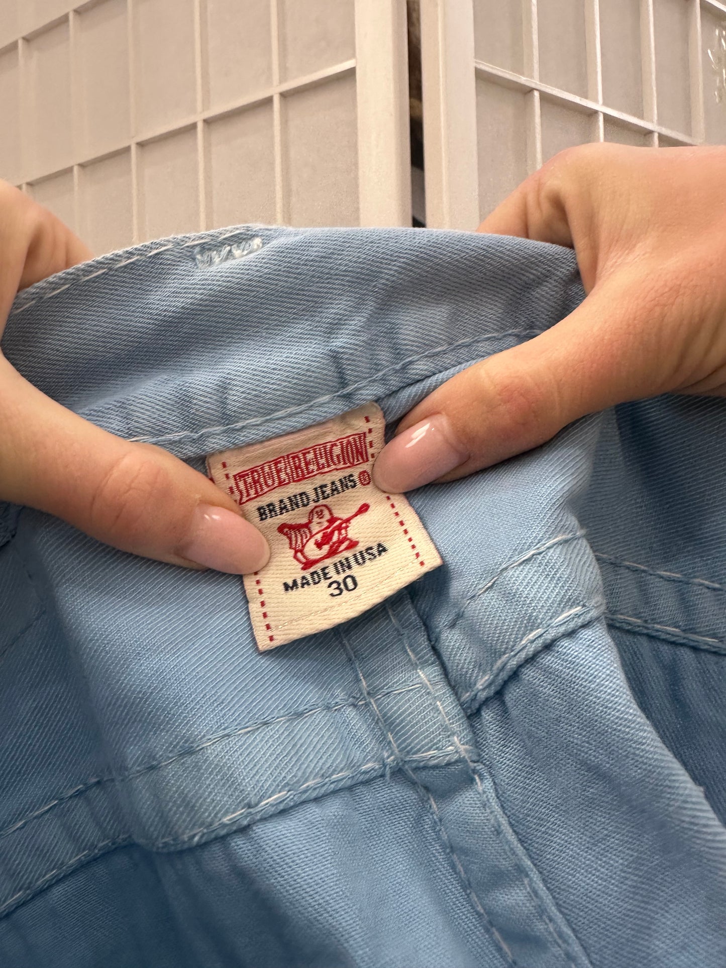 vintage edit ten | medium baby blue true religion jeans