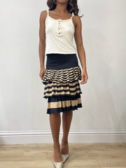vintage edit: fashion week | extra small black striped midi skirt