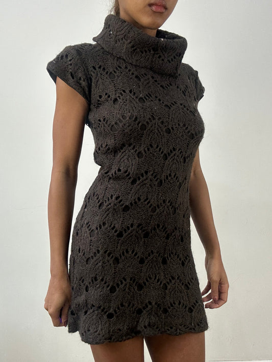 BEST PICKS | small brown knit mini dress with oversized turtleneck collar