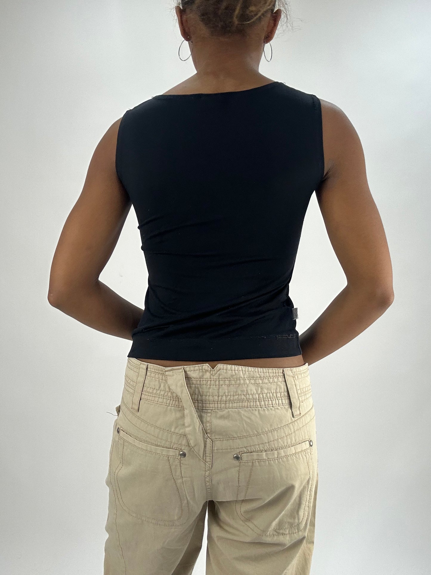 vintage edit thirty-five | small/medium black fitted tank top