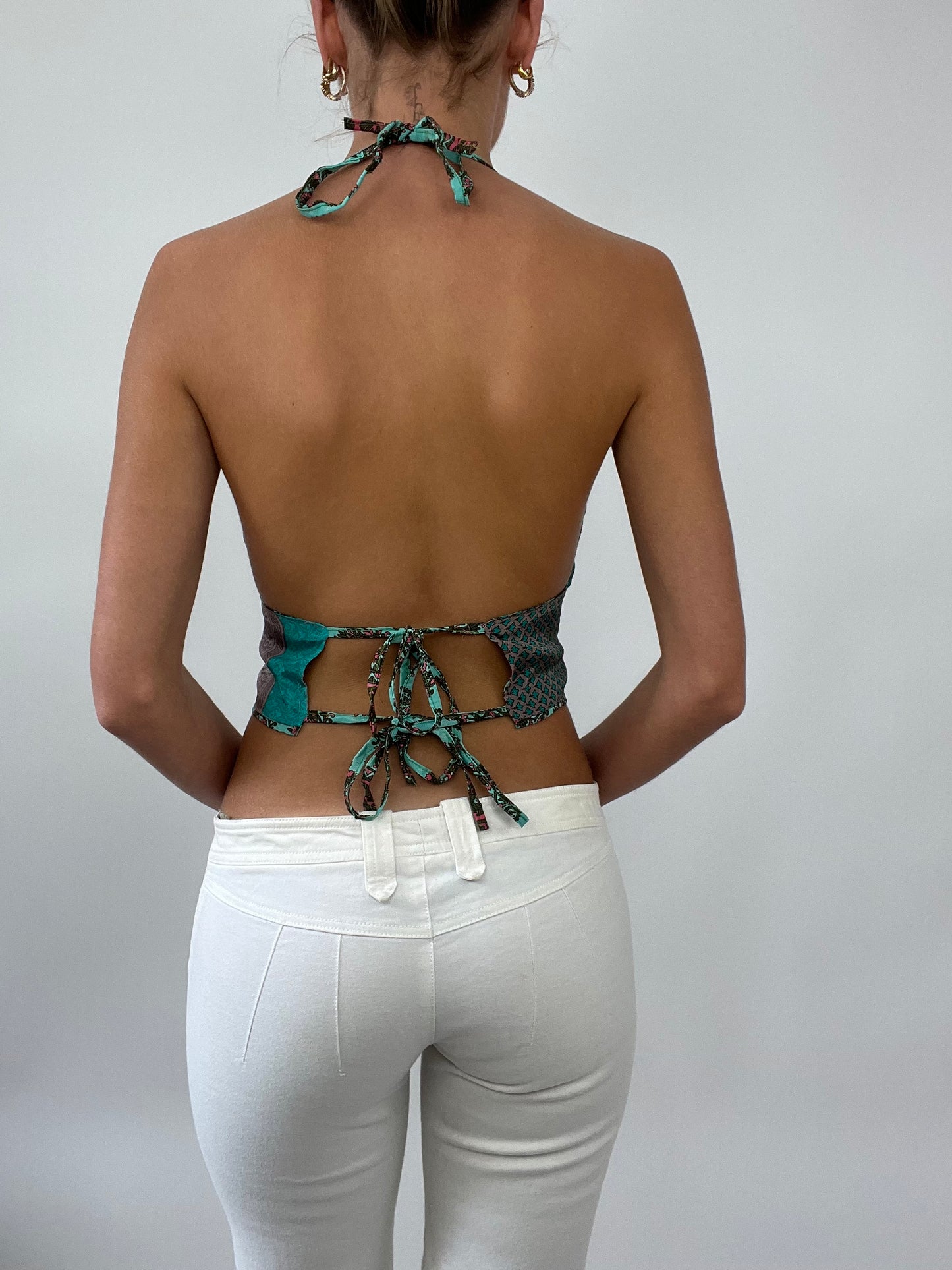 PALM BEACH DROP | small blue reversible halterneck top