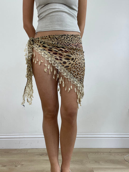 💻💚vintage edit twenty-four |leopard print beach wrap skirt with crochet trim